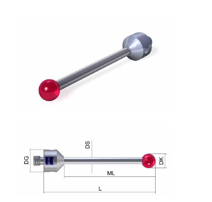 点击查看大图 ZEISS蔡司|639044-0397-000|cylindrical 测针with thread, M2, Reni